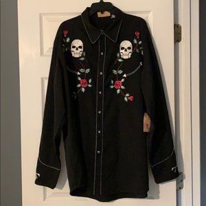 Sully Black Skulls & Roses Western Shirt XXL